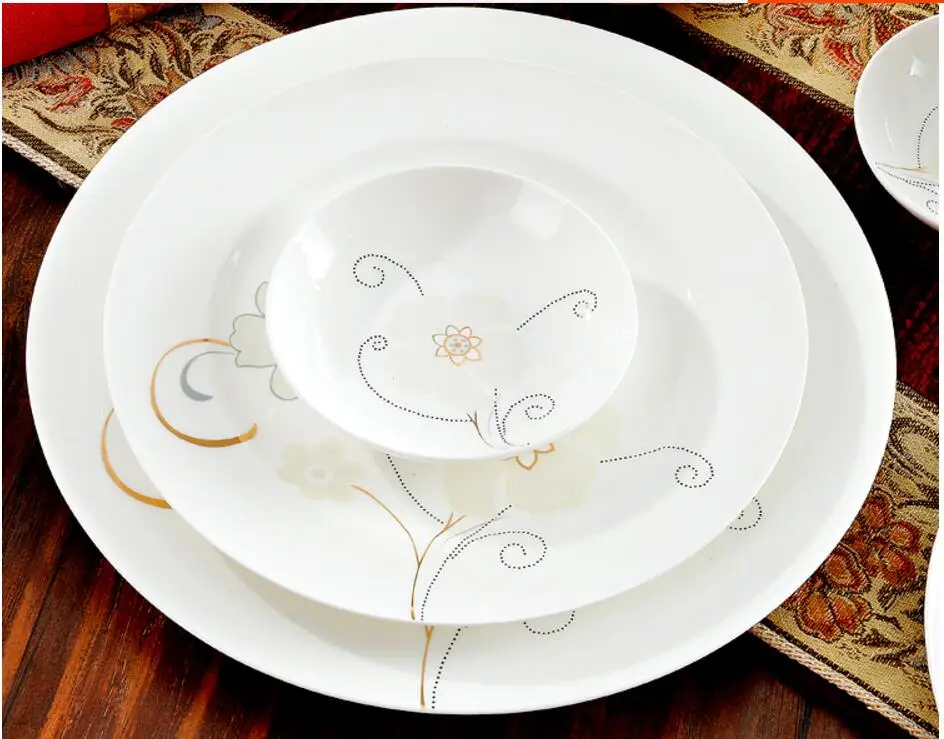 46 шт. столовая посуда Цзиндэчжэнь костяные китайские столовые приборы набор