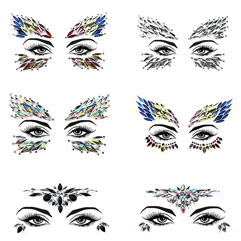 1 шт. рождественские DIY наклейки для бровей лица боди арта клей с кристаллами