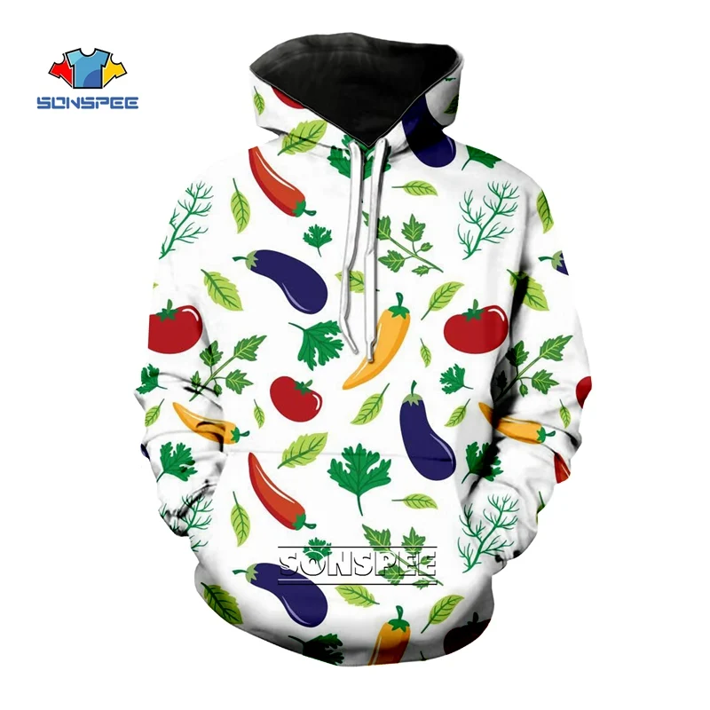 SONSPEE 3D принт овощи фрукты толстовка женская зимняя размера плюс Харадзюку