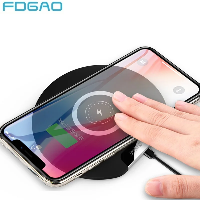 FDGAO 10 Вт Быстрое беспроводное зарядное устройство QI для iPhone XS Max XR X 8 samsung S10 S9 S8 Xiaomi Беспроводная зарядная док-станция