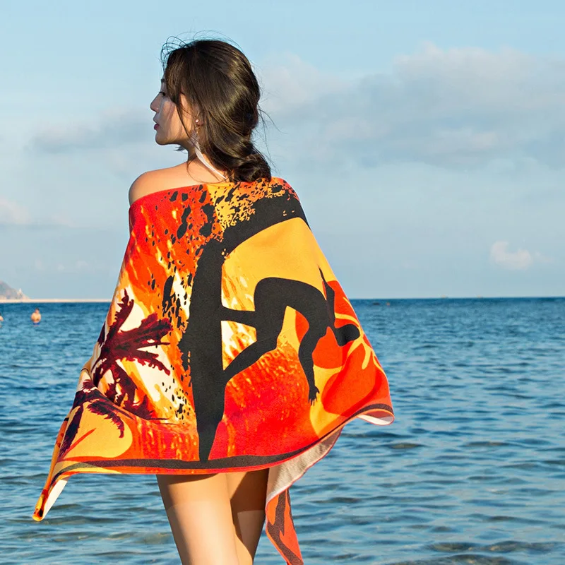 Печатных пляжное Полотенца микрофибра 70*145 см банное для взрослых красивый закат