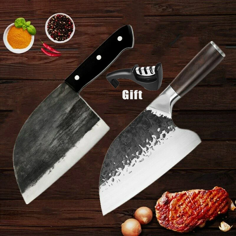 

Кованый китайский кухонный нож ручной работы, нож мясника из нержавеющей стали для мяса, костей, рыбы, фруктов, овощей, мясника