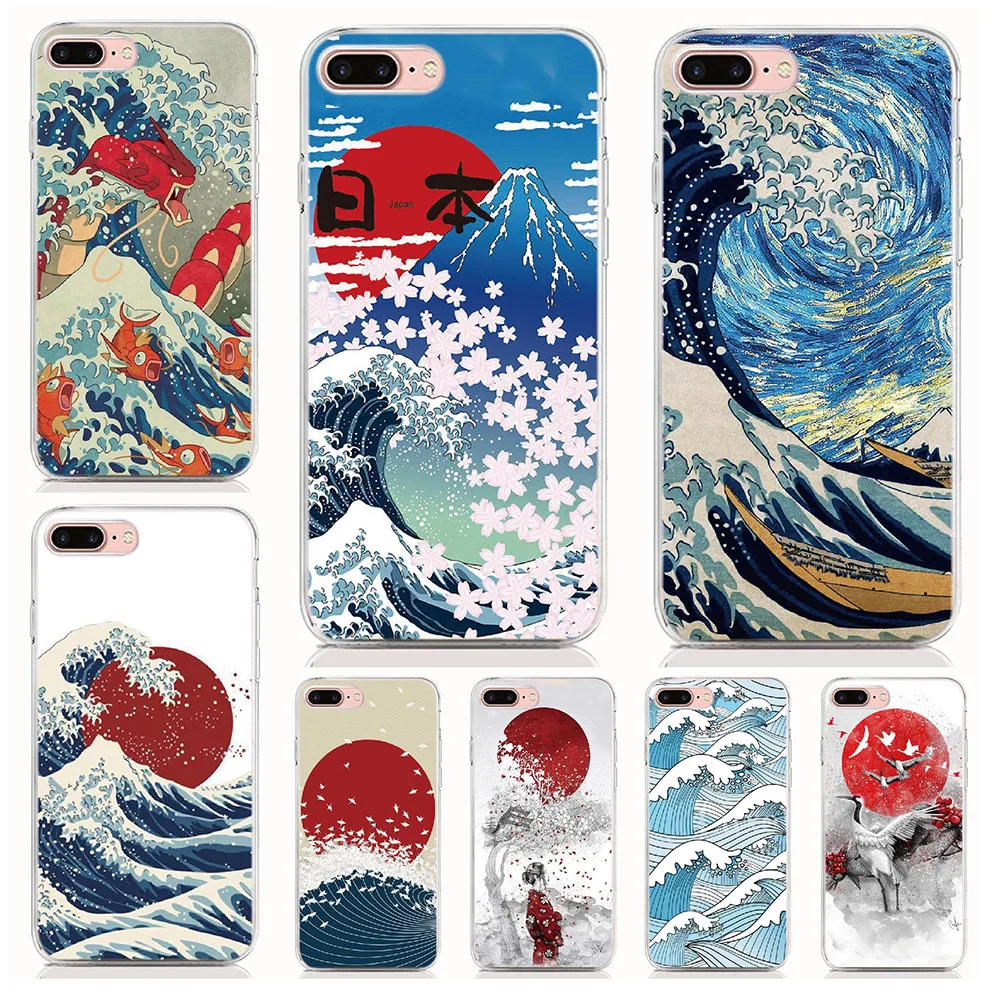 

For OPPO realme 7 5 3 pro 6 7i 6i 5i C3i C3 2 Q Q2 Case Print Cartoon Wave Art Japanese Cover Coque Shell Phone Cases