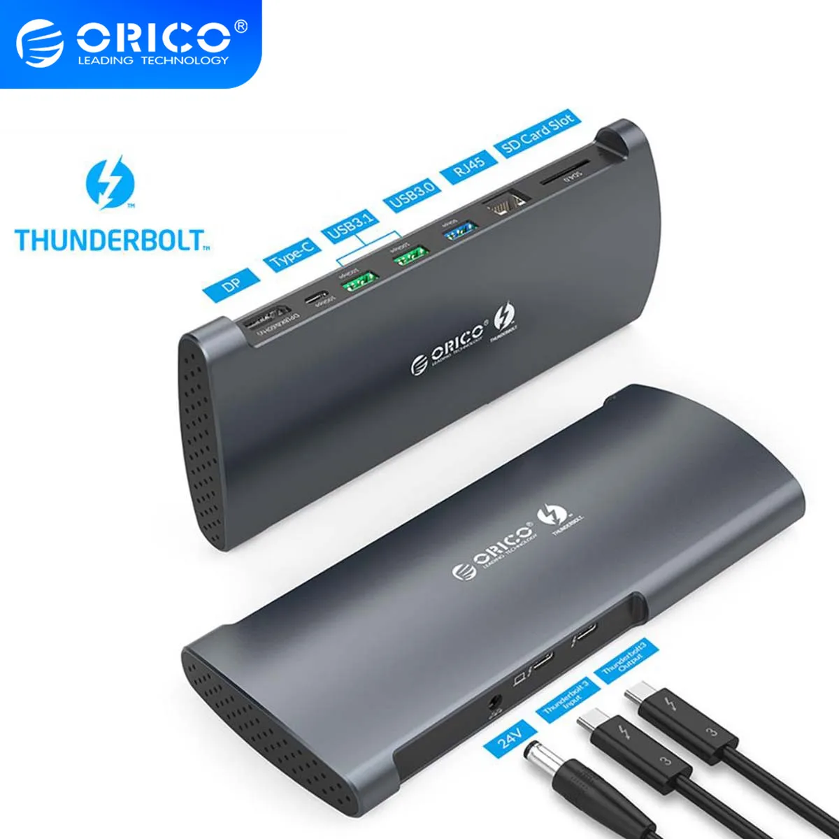 ORICO Real Thunderbolt 3 Dock алюминиевый 40 Гбит/с концентратор USB Type C to 8K DP HDMI совместимый USB3.0