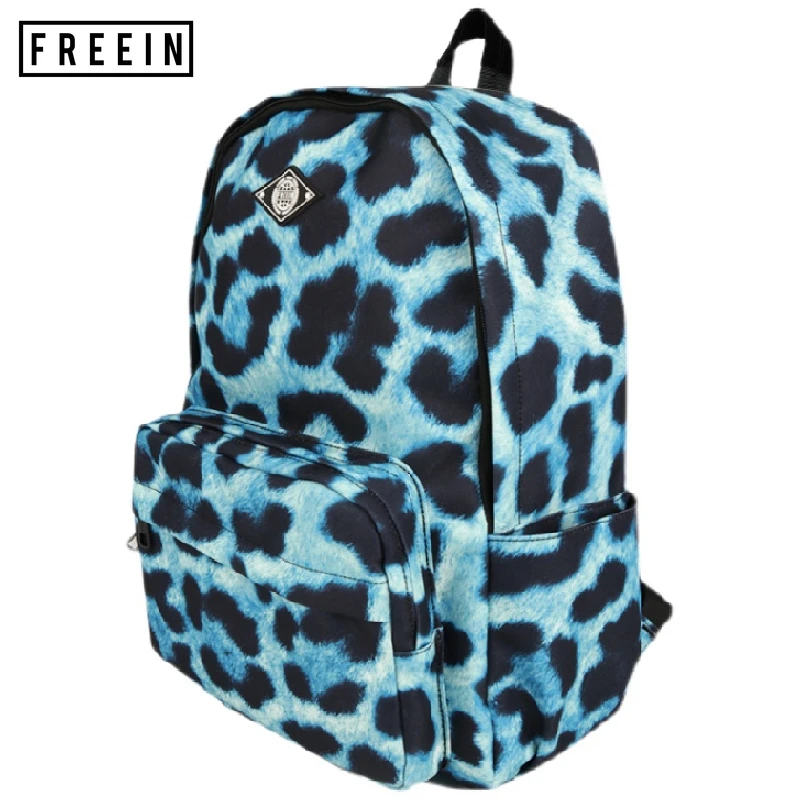 

FREEIN Fashion Women's Backpack for Men Unisex Blue Leopard Graffiti Style Youth Bts School Outdoor Sports Waterproof Summer New