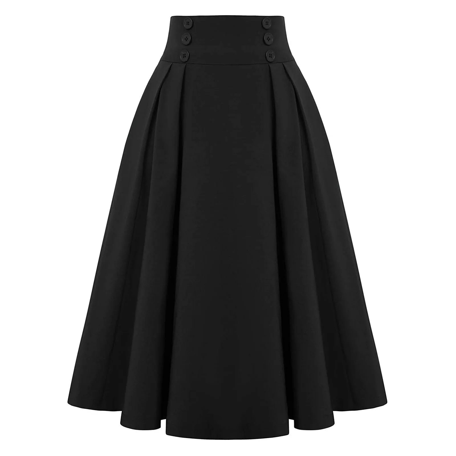 

Medieval Spring Winter Vintage Skirt Women Casual A- line Skirt With Pockets Elastic High Waist Long Pleated Gothic Skirt
