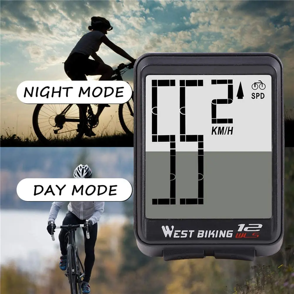 

Wireless Bike Computer Bicycle Speedometer Waterproof LCD Stopwatch Backlight Automatic Wake-Up & Multi-Functions Distance, Time