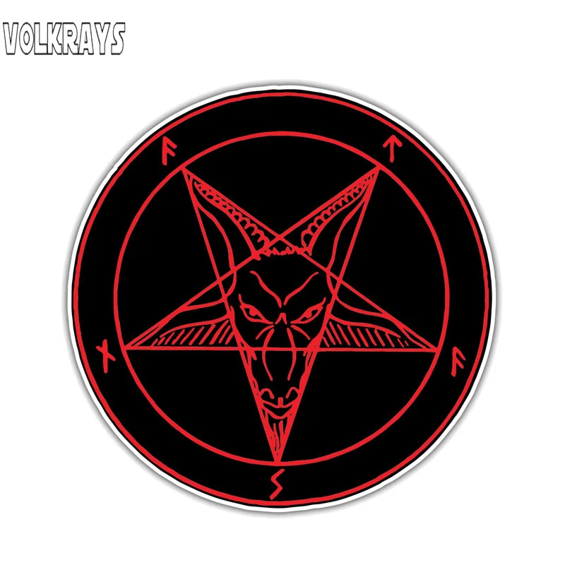 

Забавная Автомобильная наклейка Volkrays, сатана, дьявол, демон, зло, ад, аксессуары, водонепроницаемый чехол, царапины, отражающая наклейка из П...