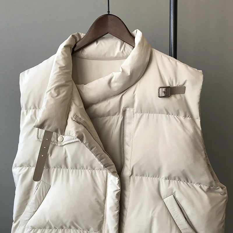 2021 зимние женские Теплый однотонный жилет с воротником стойкой ветрозащитный
