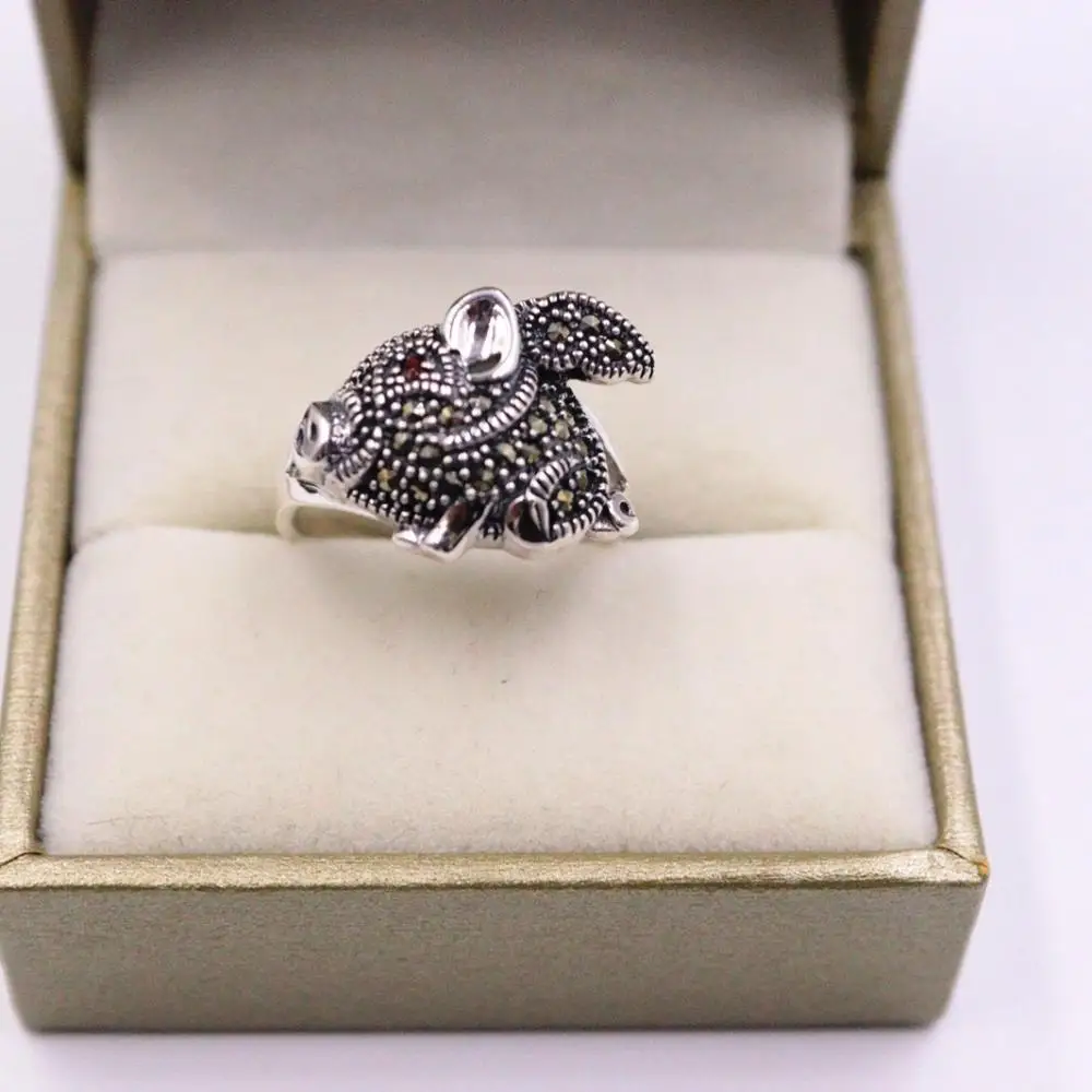 Чистого серебра 925 пробы Серебряное кольцо Ширина 14 мм марказит инкрустация