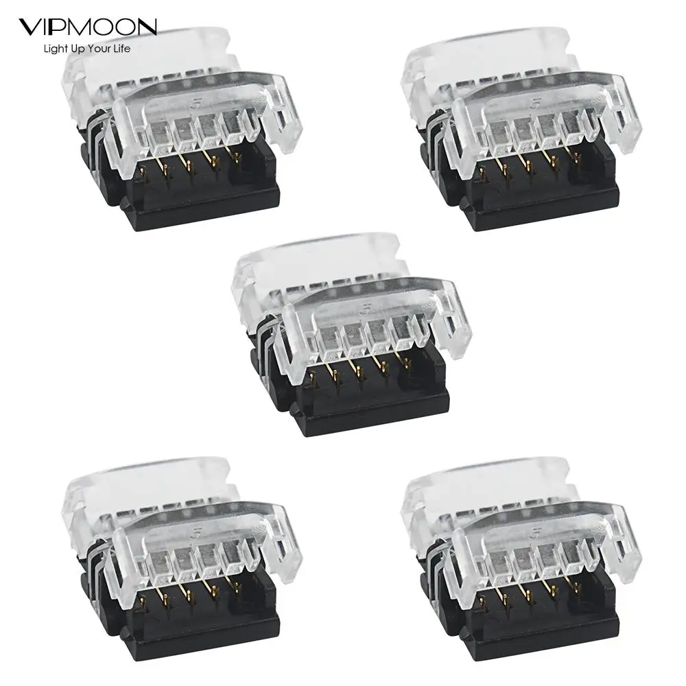 

5-24V 5pcs LED Connector 5pin 12mm PCB Non-Waterproof LED Strip to Strip Adapter For 5050 3528 RGBW/RGBWW LED Strip Lights
