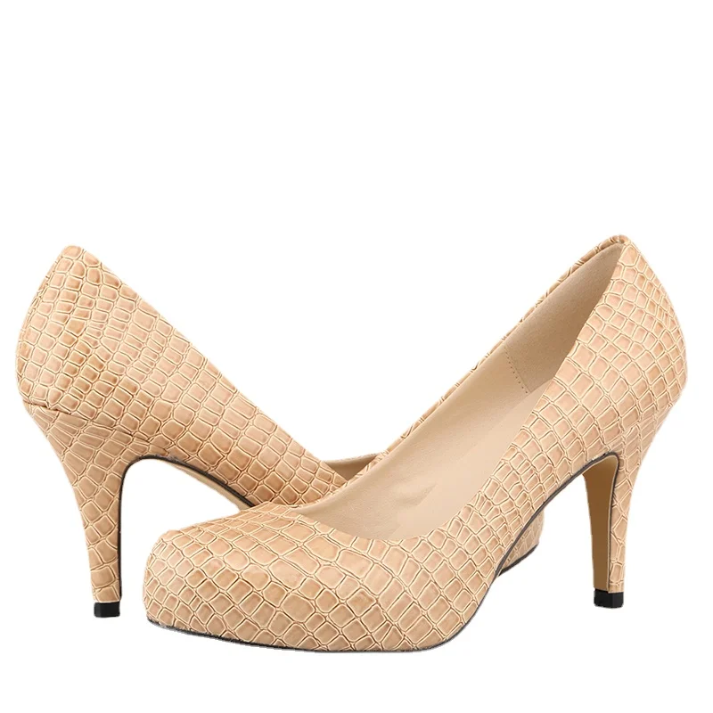 Туфли-лодочки женские на высоком каблуке крокодиловая кожа без застежки