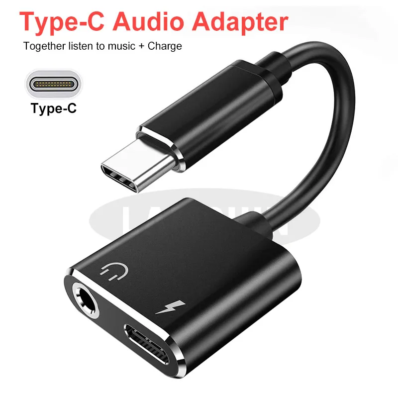 Переходной кабель Type C с поворотом 3 5 мм разъем для наушников зарядный адаптер два