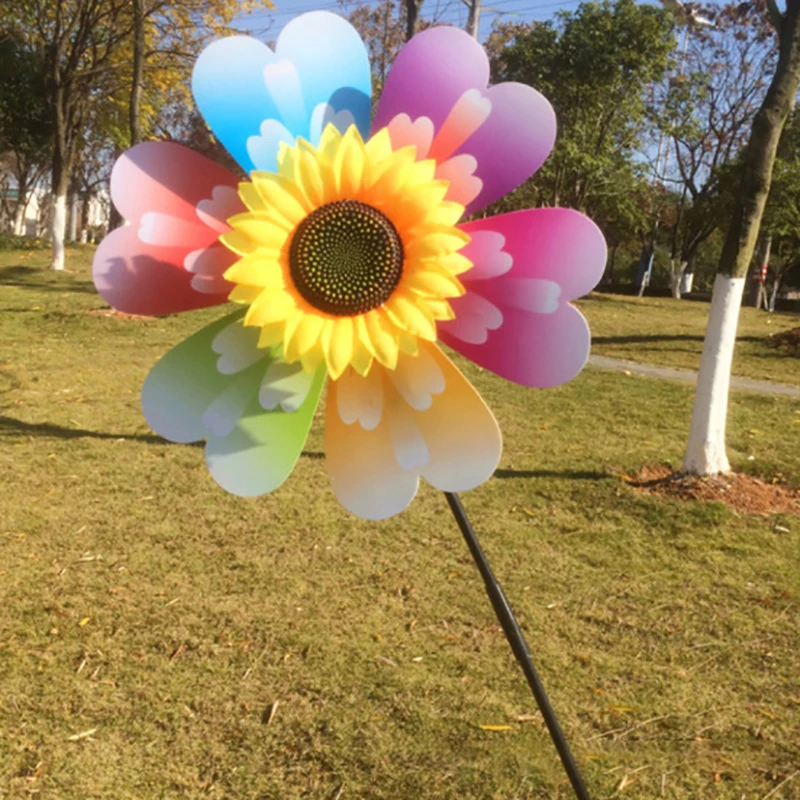 

New Colorful Sequins Sunflower Windmill Wind Spinner Home Garden Yard Decoration Kids Toys Easy Rotate