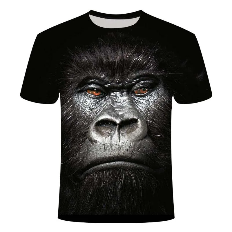 

2021 Summer 3D Printed Animal Monkey Gorilla Short-sleeved Funny Design Casual Shirt T-shirt Men Tee
