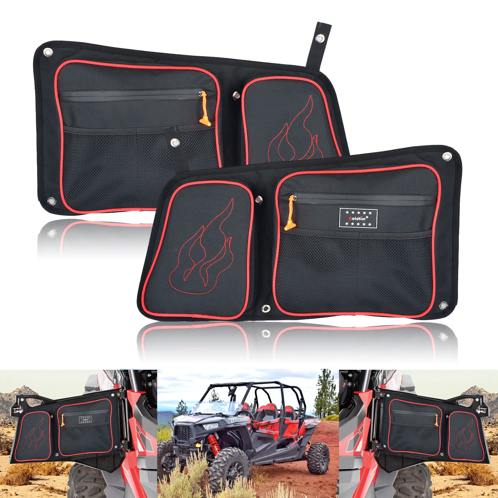 UTV Accessories For RZR Rear Door Bags Side Storage Bag with Knee Pad For 2014-2019 Polaris RZR 4 900 XP4 1000 4 Door Turbo