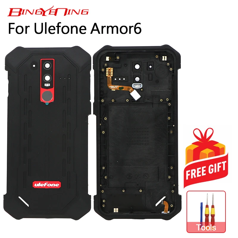 BingYeNing, чехол для Ulefone Armor 6, защитный чехол для батареи, задняя крышка+ стекло для камеры+ кабель для отпечатков пальцев