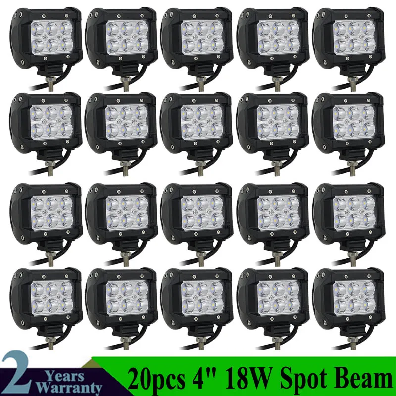 20PCS 18W Spot 1/2 шт. 18 Вт 36 Вт 72W фары для 108 Вт Светодиодный светильник бар Подсветка 12v точечное освещение комбинированный балка для грузовика трактор ATV SUV 4X4 4WD внедорожный головной светильник s - Цвет: 20PCS 18W Spot