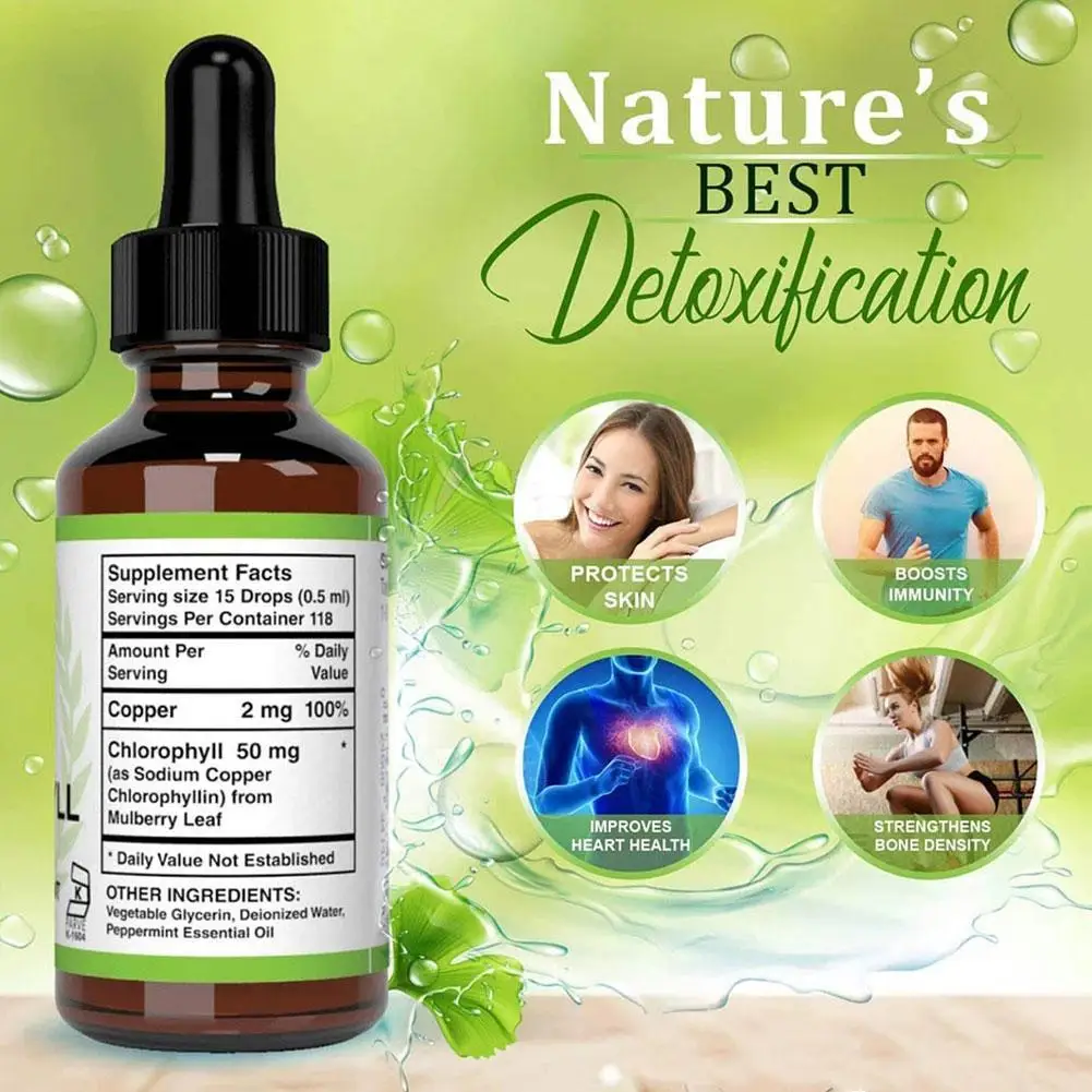 

Liquid Chlorophyll Drops Extract Dietary Supplement Liquid Chlorophyll Drop Supplement For Digestive Immune Copper