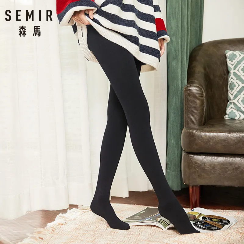SEMIR Женские флисовые 250 денье 250D матовые непрозрачные трикотажные колготки в