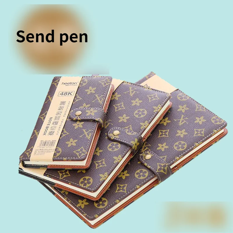 

Retro Business Office Notebook High-end Leather Notebook Portable Buckle Financial Management Diary Cute Stationery Notebooks