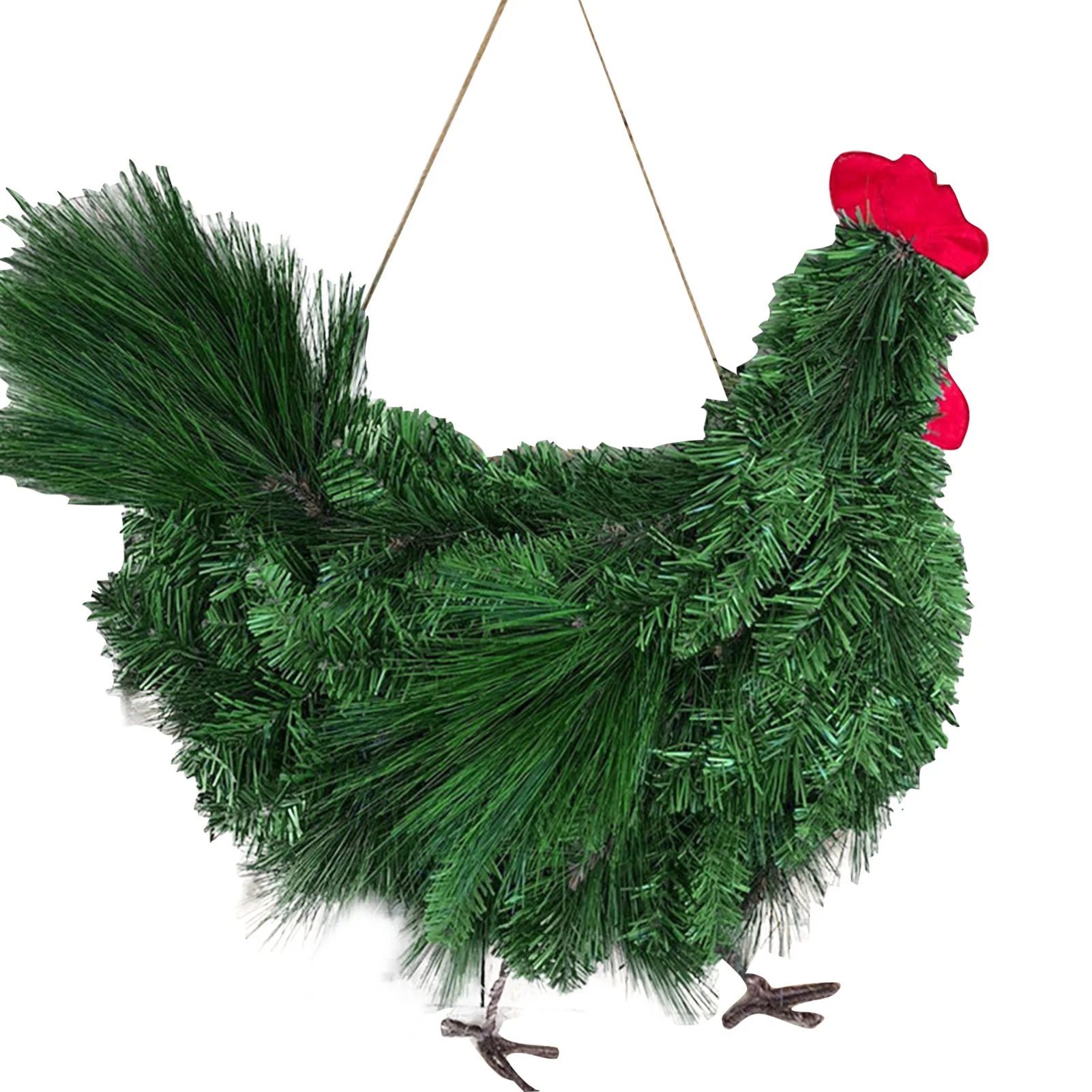 

Рождественский венок с зелеными листьями и петушками, настенное украшение для передней двери и окна, стильное украшение для рождевечерние ...