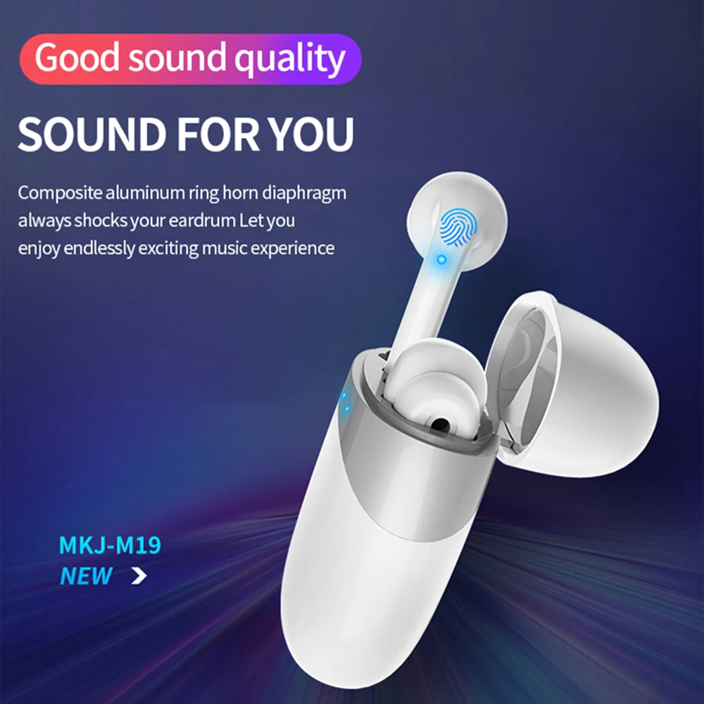 Беспроводные Bluetooth-наушники M19 TWS гарнитура Bluetooth 5 0 8D стерео бас сенсорное