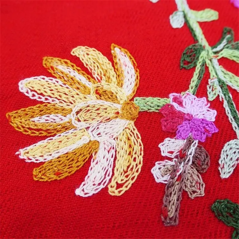 Новый женский шарф из искусственного кашемира с цветочной вышивкой толстый