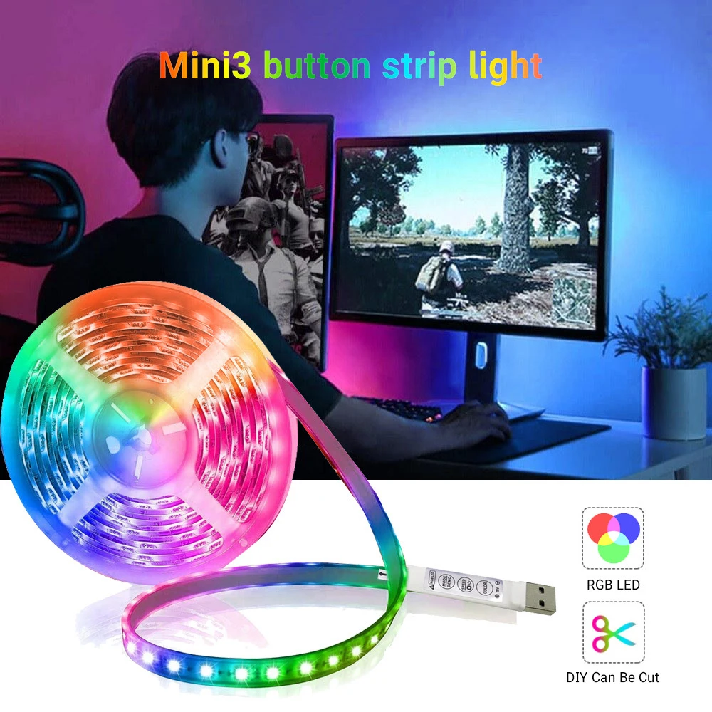 

1M 2M 3M 5M LED Strip Light Flexible Lamp USB Bluetooth Led Lighting 5050 RGB Tape Diode For TikTok Light TV BackLight Party