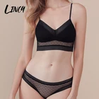 Комплект женского нижнего белья, топ с открытой спиной, бюстгальтер пуш-ап, женский бюстгальтер без косточек, сексуальный кружевной сетчатый бюстгальтер в Тонкий горошек, трусики, комплект нижнего белья