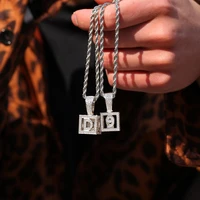 fashion new hollow dice letter splicing pendant necklace men sweater chain tennis chain choker hip hop jewelry for men