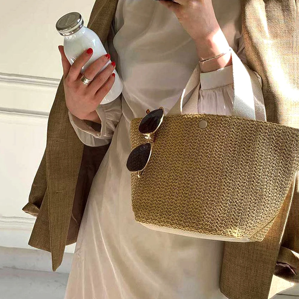 Новая вместительная соломенная сумка Женская Ручная Сумка корзина летняя