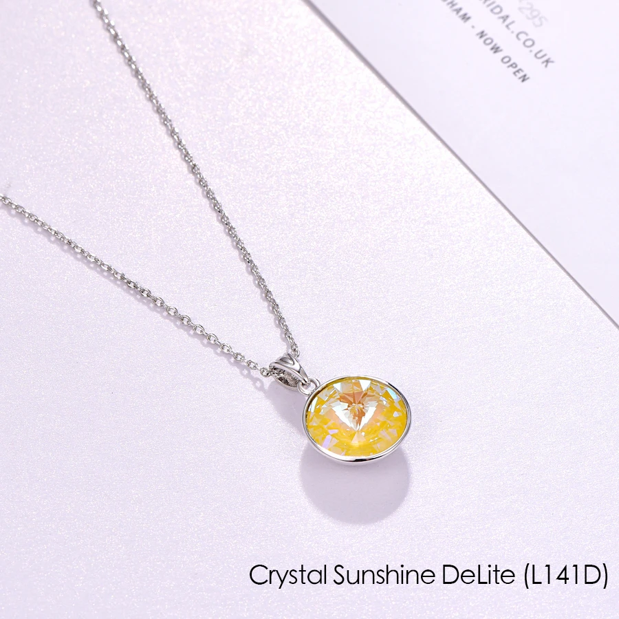 Ожерелье с кристаллами Swarovski, новая мода, круглый камень Bella RIVOLI, ожерелье с кулоном для женщин, элегантные вечерние ювелирные изделия на свадьбу - Окраска металла: L141D