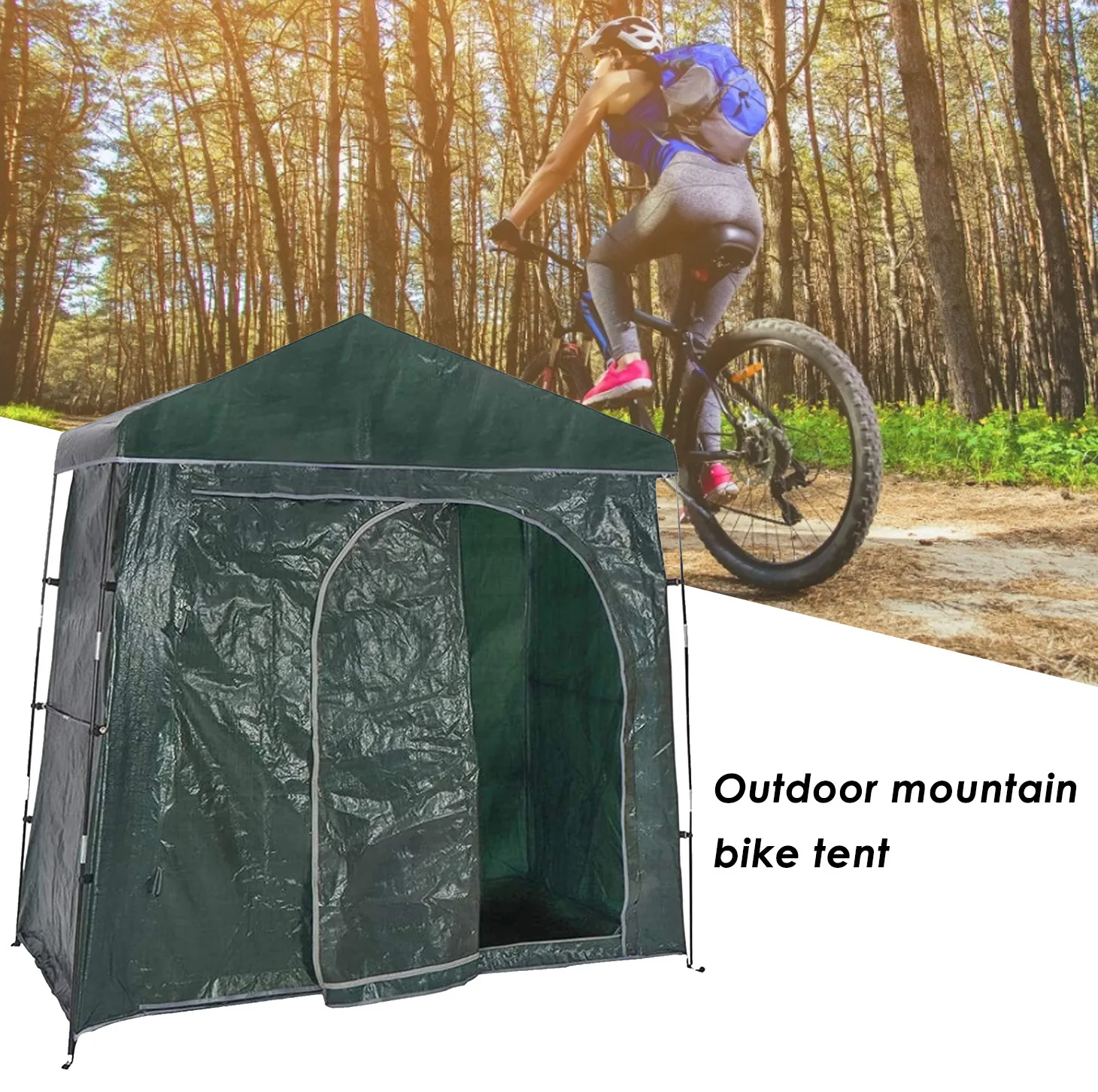 

Outdoor Mountain Bike Tent Versatile Bicycle Storage Shed Two Adults Bicycles Waterproof and UV-treated Durable Frame