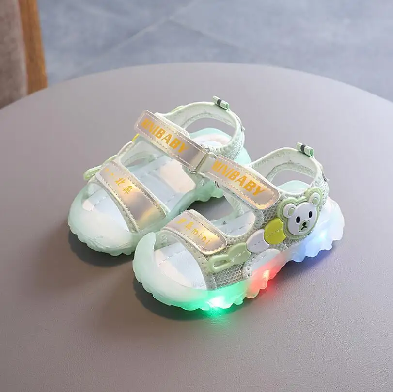 Светодиодный светильник летние детские сандалии для мальчиков и девочек пляжные