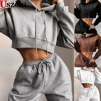 2021 women 2 piece set hoodies new large fleece casual hooded pant and tops sweater suit for women