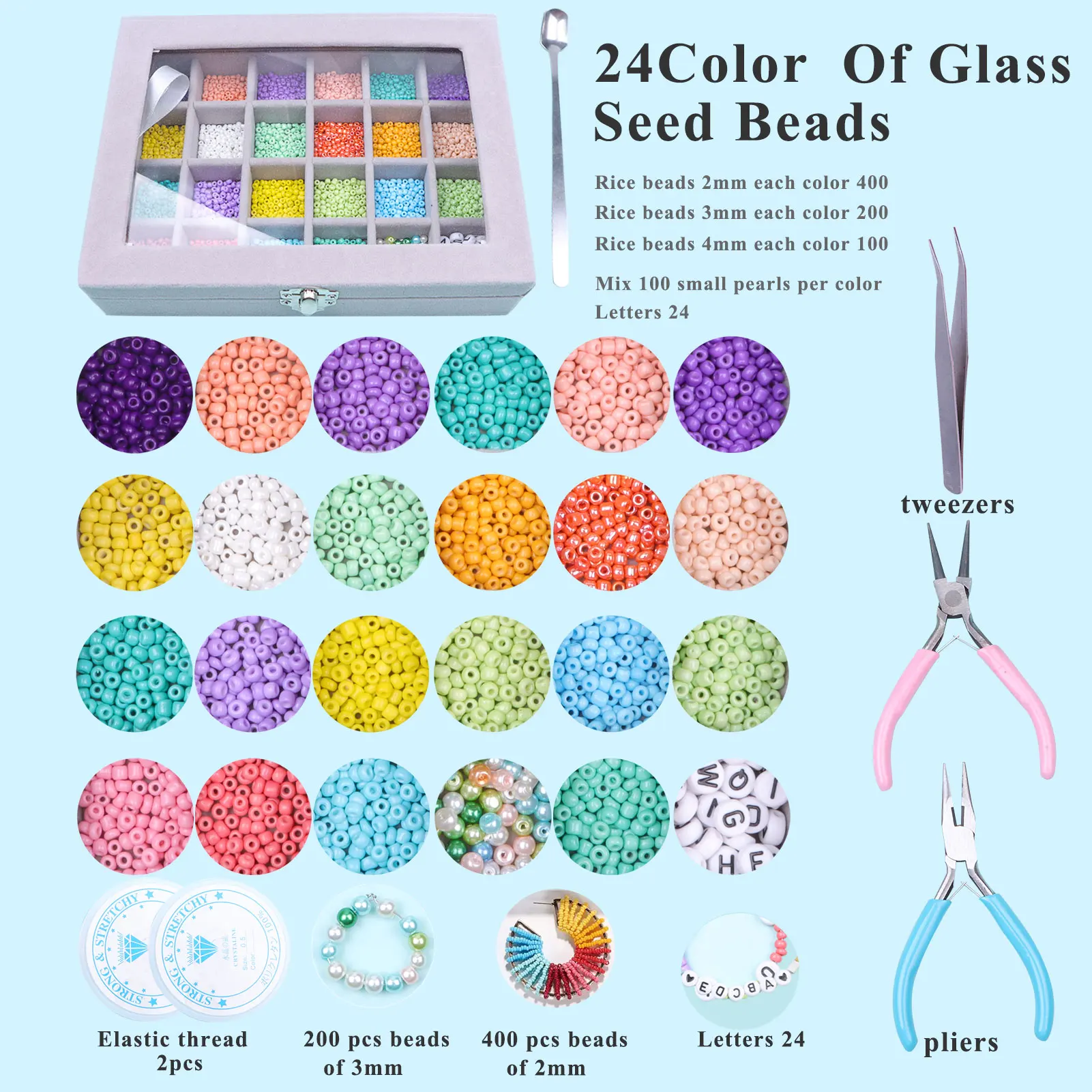 2 3 4 mm Seed beads for Jewelry Making Supplies Accessories For Wedding Jewelry Bracelets Necklace Making  Seed bead Set Box