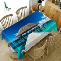 3d island resort pattern viewing platform tablecloth thicken cotton rectangularround table cloth for wedding picnic party