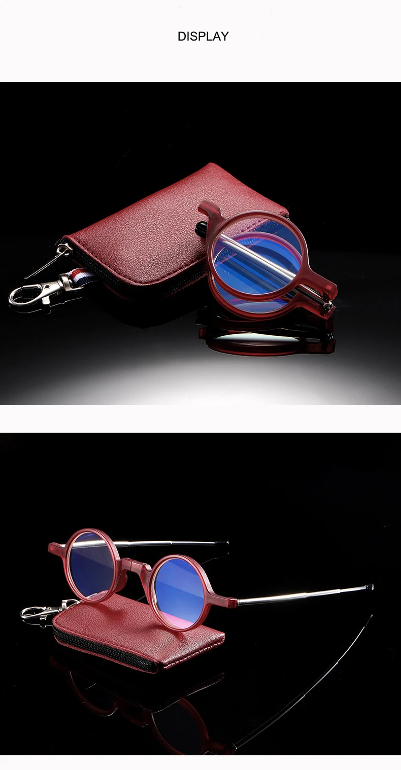 

IENJOY New Anti Blue Light Antenna Folding Cross Border Retro Reading Glasses Keychain HD Reading Glasses for Men Women