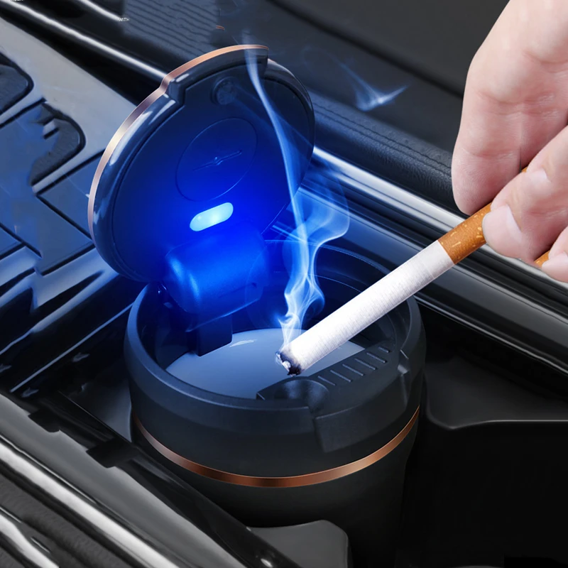 

Car Ashtray LED Cup Container Ceramic Liner Cenicero Coche Cigarette Smokeless Cendrier Car Assessoires Interior Auto Asbak