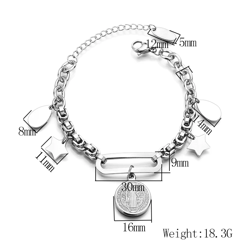 ELSEMODE из нержавеющей стали Иисус монета браслет ювелирные изделия религиозная