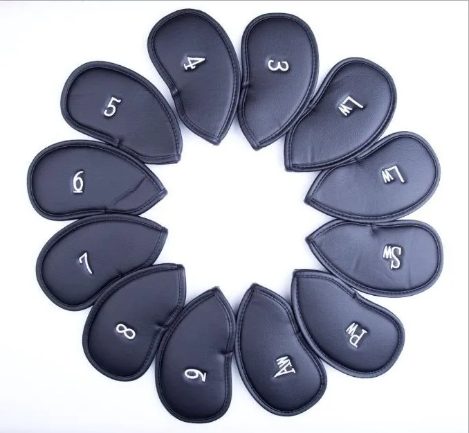 12 шт./компл. черный чехол для гольфа из высококачественной искусственной кожи с