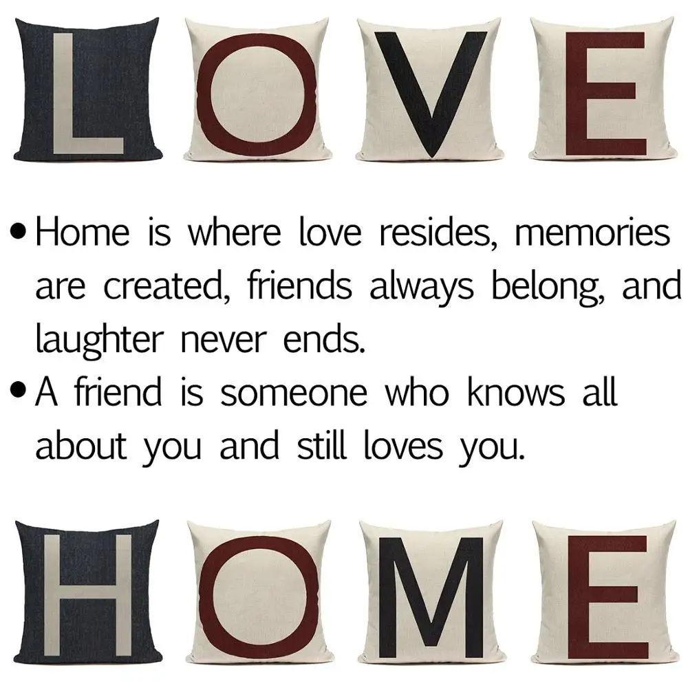 

LOVE Pillow Cover Linen Cushion Cover for Sofa Living Room 45*45 Decorative Pillows Nordic Home Decor