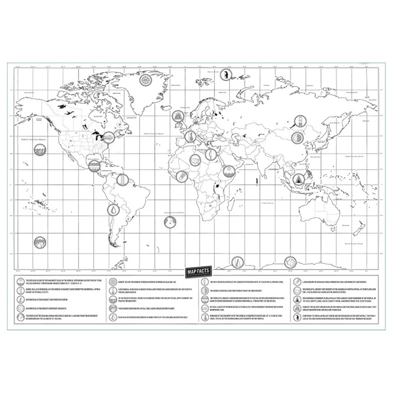 Small Mini Version Black Scratch Map Creative Luxury World Gold Travel |
