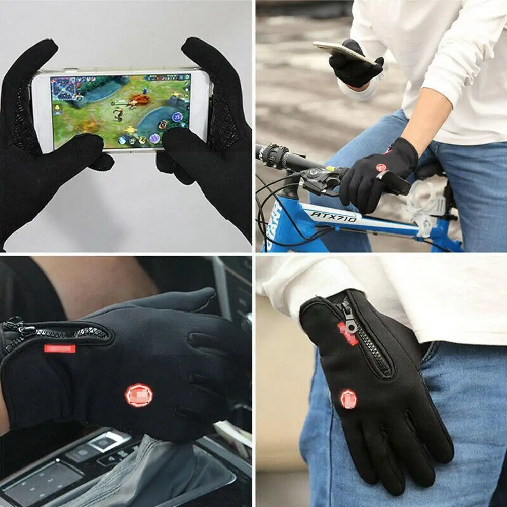 

Мотоциклетные Перчатки для экрана, зимние теплые флисовые перчатки, мужские варежки, женские велосипедные перчатки для верховой езды, лыжн...