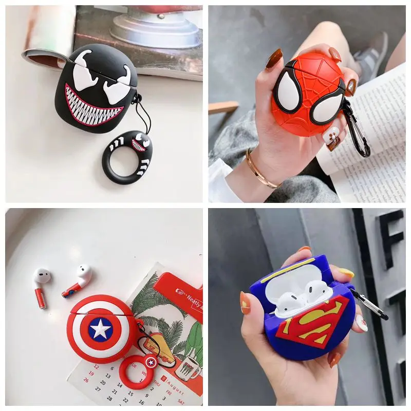 Модный Venom Мстители для Airpods 1 2 Чехол-сюрприз Мягкий беспроводной Bluetooth чехол для наушников AirPods аксессуары для наушников