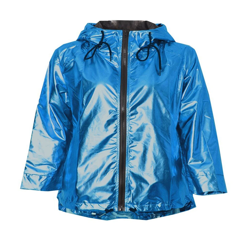 

Medium-Length Fluorescent Windcoat Female Waterproof Rain Jacket Hooded Light Spring And Autumn