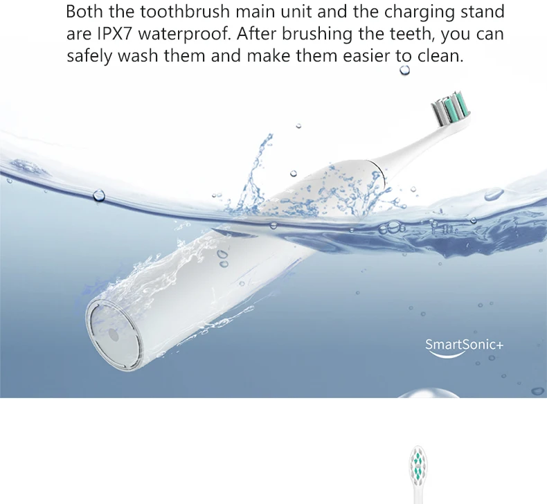 Waterproof Electric Toothbrush Cleaning Whitening USB Charging Sonic Toothbrush with DuPont Heads