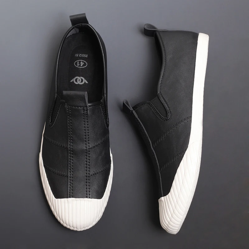 Лоферы мужские с мягкой подошвой Вулканизированная подошва простые дышащие для