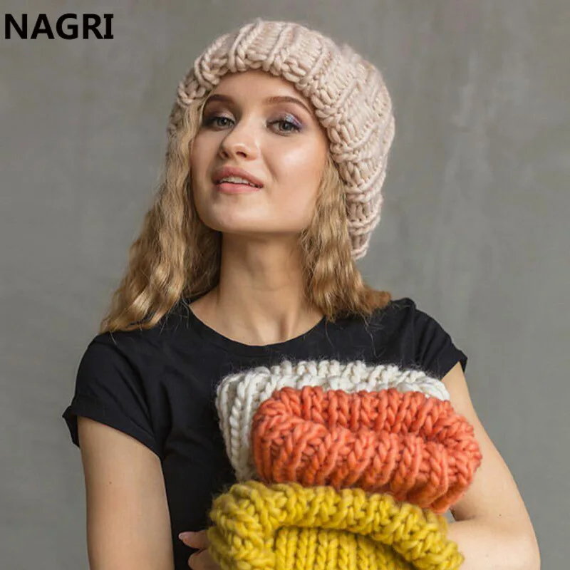 Зимние женские вязаные шапки шапка толстые мягкие теплые грубые большие